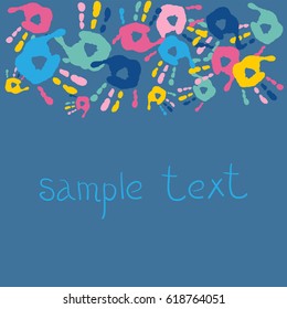 Stylish abstract background with a handprints and text