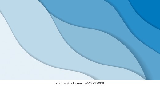Stylish abstract background with layered blue wave shapes and smooth curves, perfect for presentations, web design, and business visuals.