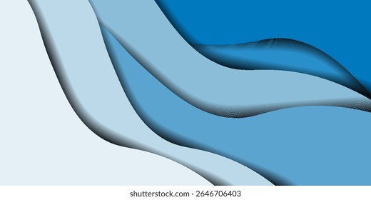 Stylish abstract background with layered blue wave shapes and smooth curves, perfect for presentations, web design, and business visuals. eps 10