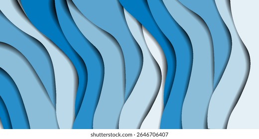 Stylish abstract background with layered blue wave shapes and smooth curves, perfect for presentations, web design, and business visuals.poster in eps 10