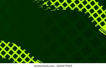 Stylish abstract background using dark green tones with bright lime brush grid textures for a bold look.