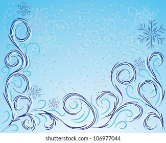 stylish abstract background of winter with curling branches. vector illustration