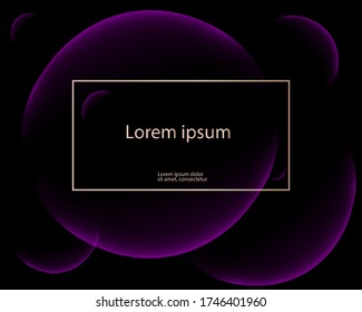 Banner abstracto elegante. Formas violetas dinámicas sobre un fondo negro.
