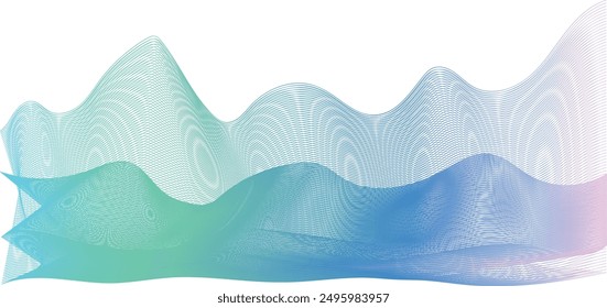 Stylish Abstract Blue and Green Gradient Wave Pattern - Dynamic and Fluid Lines Creating a Modern Aesthetic, Perfect for Technology, Digital Media, and Creative Graphic Design Projects Requiring a Sop