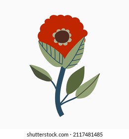 Stylish abstract botanical illustration. Decorative hand-drawn flower  on white background. Cute card design or floral print.