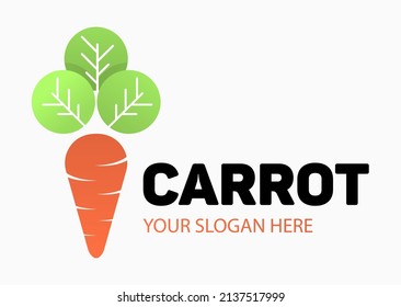 Stylish abstract carrot logo. Vegetarian sign. Carrot seeds icon. Gardening planting emblem.