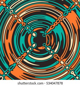 Stylish abstract colorful background with wavy stripes, rings and spots. Swirl Fractal art pattern may use for t-shirt print. Abstract vector pattern
