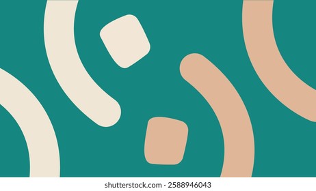 A stylish abstract composition featuring curved typography inspired shapes in teal and beige. Great for branding, web design, social media graphics, and contemporary artistic backgrounds.