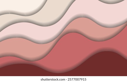 A stylish abstract composition of wavy shapes layered with soft, warm earth tones, perfect for backdrops, modern designs and creative projects that emphasize minimalism and harmony in visual elements.