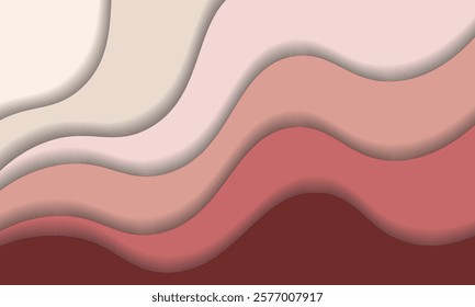 A stylish abstract composition of wavy shapes layered with soft, warm earth tones, perfect for backdrops, modern designs and creative projects that emphasize minimalism and harmony in visual elements.