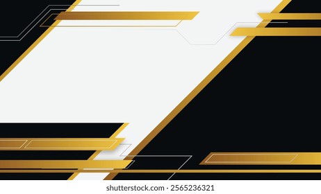 Stylish abstract design with gold accents and geometric patterns on a black and white background.

