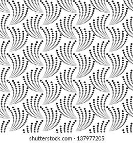 Stylish abstract floral background, white, black texture. Seamless vector pattern.