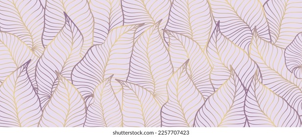 Stylish abstract gradient illustration in lilac tones with palm leaves for decor, design, print