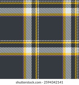 Stylish abstract gray, white, yellow, and purple plaid pattern.  Perfect for textile design, fashion, or website backgrounds.