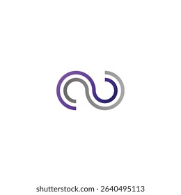 Stylish abstract infinity symbol.  Purple and gray intertwined curves.
