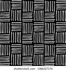 Stylish abstract lines pattern design pattern on black background. Hand drawn white line on black background. Trendy geometric background. Vector