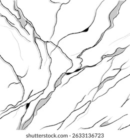 Stylish abstract marble background with black veins on a white background. Perfect for luxury branding, packaging, posters, backgrounds and modern digital design. Vector illustration