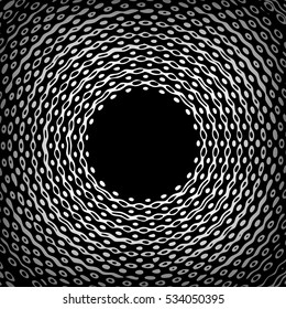 Stylish abstract monochrome background with wavy stripes, rings and spots. Circle Fractal vector pattern may use for T-shirt print.