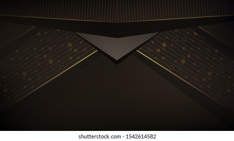Stylish abstract pattern / background. Luxury dark brown with gold. Vector.