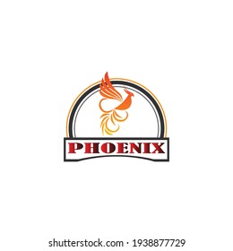 Stylish abstract phoenix logo sign template