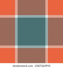 Stylish abstract plaid pattern in muted coral, teal, and white.  Perfect for textile design, website backgrounds, or fallthemed projects.