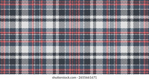Stylish abstract plaid pattern in muted blues, grays, and coral.  Perfect for textile design, fashion, website backgrounds, or any project needing a touch of sophisticated texture and subtle color.