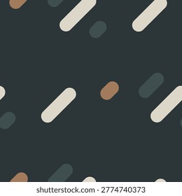 Stylish abstract seamless pattern with muted earth tones and cool grayblues.  Modern minimalist design featuring diagonal lines and rounded shapes, ideal for backgrounds, textiles, and website design.