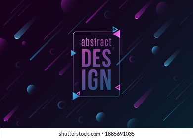 Stylish abstract space background for your design. Falling purple and blue meteorites in galaxy. Modern banner for your design. Vector illustration. EPS 10