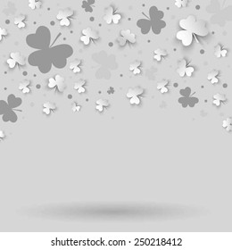 Stylish abstract St. Patrick's day background with leaf clover. Trendy modern white - gray background. St. Patrick day card. Vector illustration