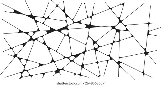 Stylish abstract wall pattern with irregular mesh of tapered black lines and soft geometric shapes for modern interior decor