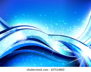 Stylish abstract wave flow background with lots of blurry particles