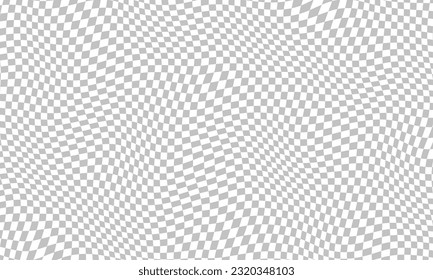 Stylish abstract wavy transparent photoshop background. Checker chess board square grid line gray and white vector background