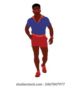 Stylish afro black man in elegant art style vector