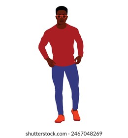 Stylish afro black man in elegant art style vector