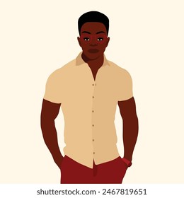 Stylish afro black man in elegant art style vector