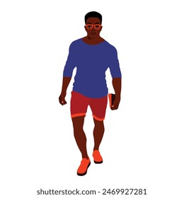Stylish afro black man in elegant art style vector