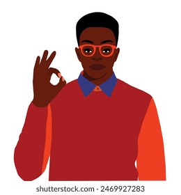 Stylish afro black man in elegant art style vector