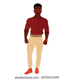 Stylish afro black man in elegant art style vector