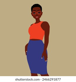 Stylish afro black woman in elegant art style vector