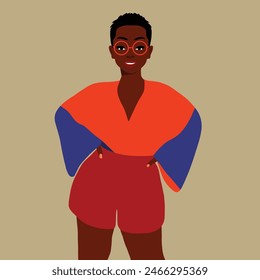 Stylish afro black woman in elegant art style vector