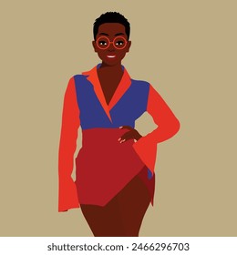 Stylish afro black woman in elegant art style vector