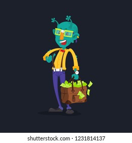 the stylish alien with a bag of money