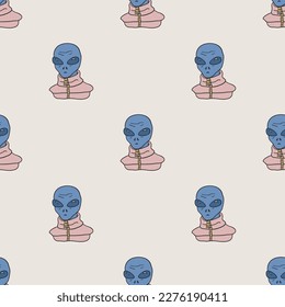 Stylish alien vector seamless pattern. Repeat elements background for textile, design, fabric, cover etc.