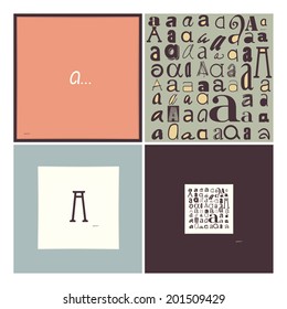 Stylish alphabet in frames. Letter A. Typographic elements. vector illustration