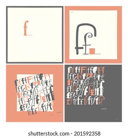 Stylish alphabet in frames. Letter F. Typographic elements. vector illustration