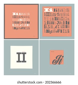 Stylish alphabet in frames. Letter I,Typographic elements. vector illustration