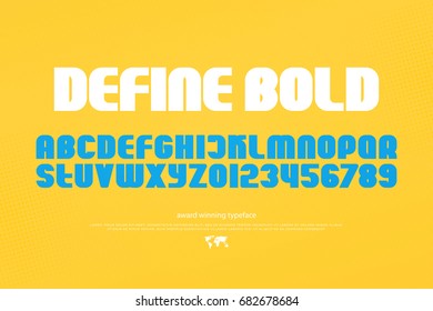 stylish alphabet letters and numbers. vector, bold font type. regular, accented typeface design. contemporary, stylized typesetting