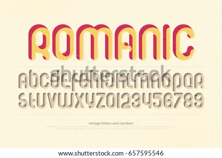 Stylish Alphabet Letters Numbers Vector Retro Stock Vector Royalty