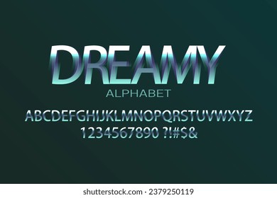Stylish alphabet and numbers in a business style. Typography font style with dynamic steel gradient.