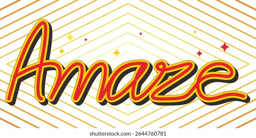 Stylish Amaze Script Text with Retro Lines and Sparkles Background